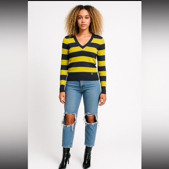 Stripe V-Neck Sweater - Picture 1 of 6